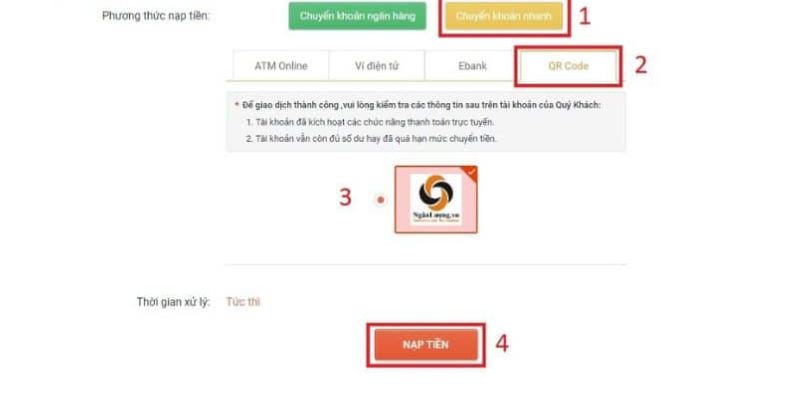 Chuyển tiền qua QR code nhanh chóng và tiện lợi cho người chơi